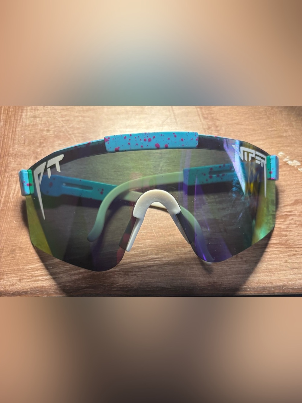 Pit Viper Blue Splatter Shield Sunglasses -